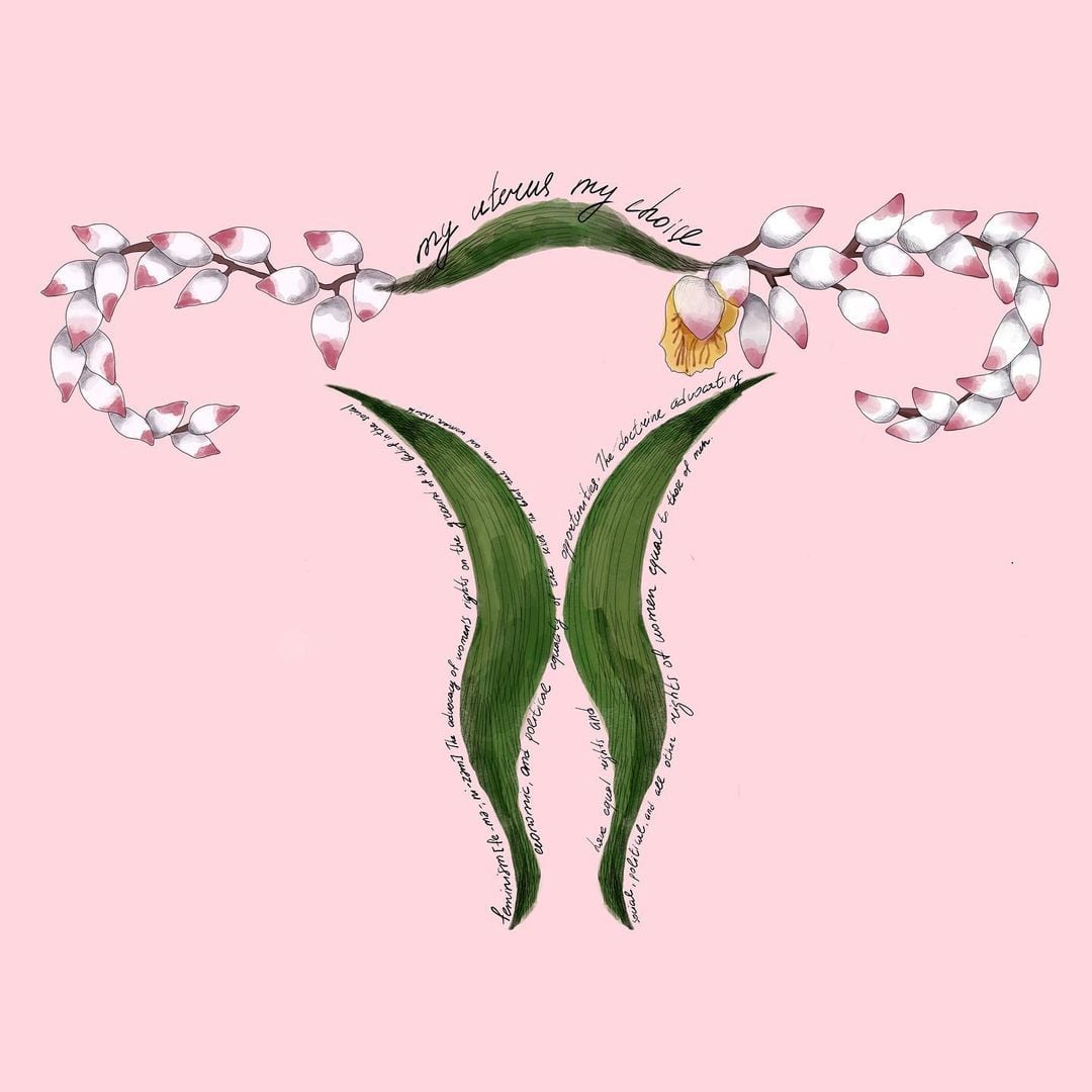 Digital Watercollor illustration of a stylised uterus